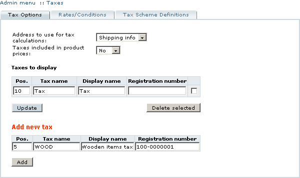 Figure 3-38: Adding a tax to be displayed