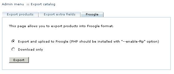  Exporing products into Froogle format