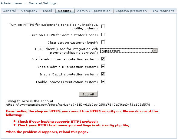 Figure 3-11: HTTPS checkup failed