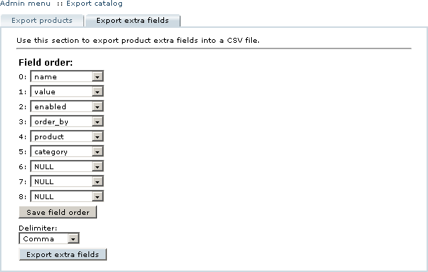 Figure 5-37: Exporting extra fields