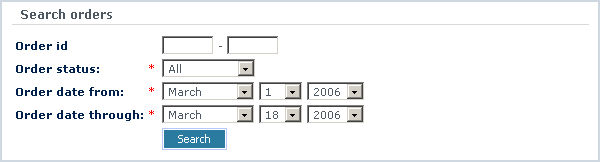 Figure 6-15: Order search screen