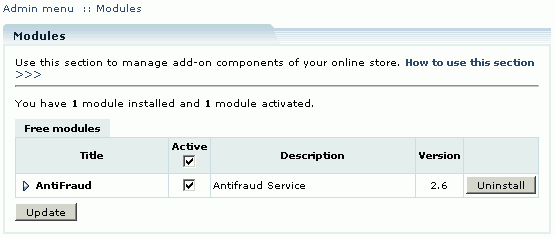  AntiFraud module installed