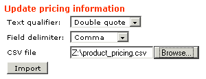  Import of pricing information