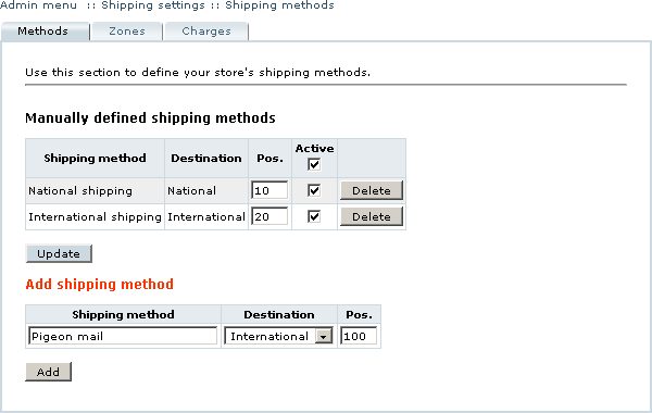 Figure 3-25: Adding a new shipping method