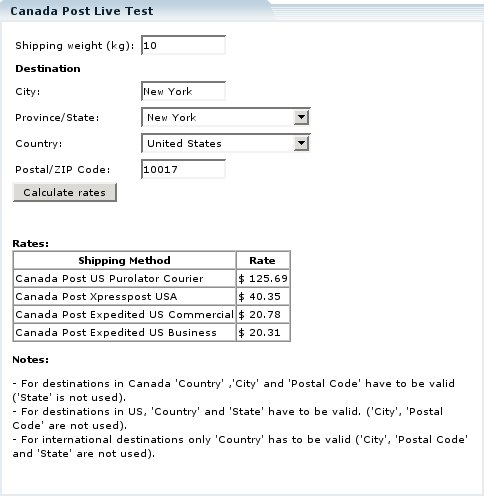  Figure 5: Canada Post live test results
