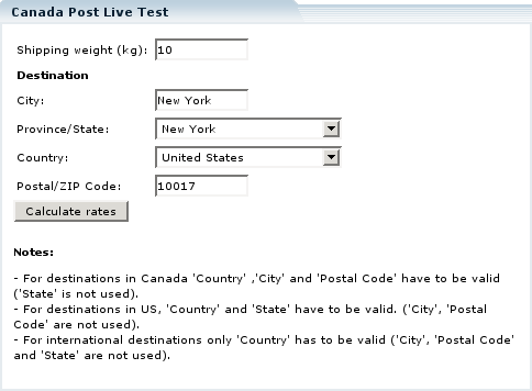  Figure 4: Providing details for Canada Post live test