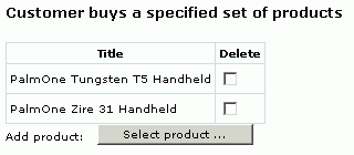  Figure 8: Customer buys a specified set of products: options