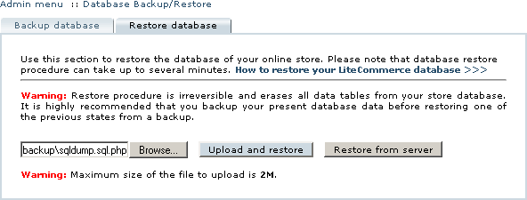 Figure 4-2: Restoring the database