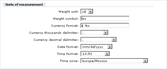 Figure 3-7: Setting units of measurement