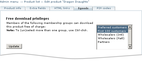  Figure 7: Selecting memberships eligible for free downloads