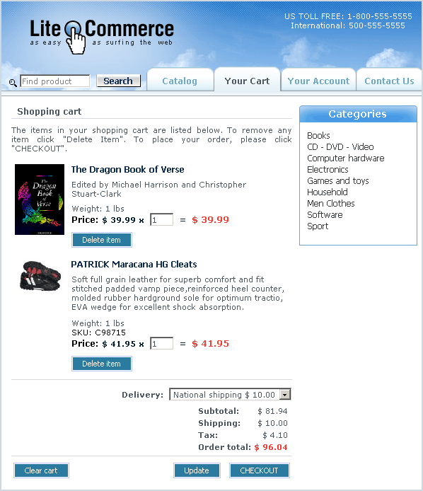 Figure 6-3: Reviewing the contents of the shopping cart