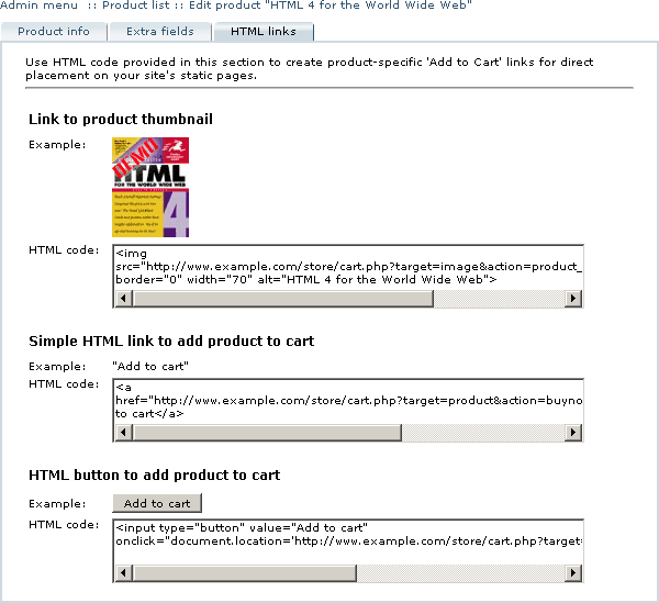 Figure 5-23: HTML links tab