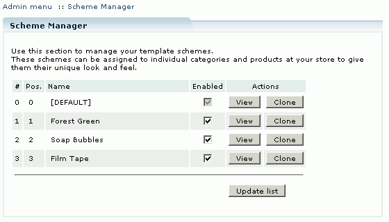 Scheme Manager screen