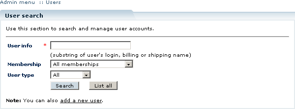 Figure 5-1: User search form