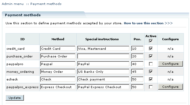  Activating PayPal payment methods