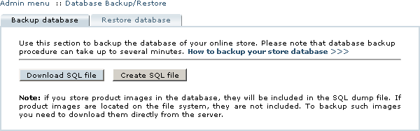 Figure 4-1: Backing up the store database