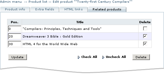  Figure 13: Deleting related products