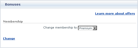  Figure 13. ‘Bonuses’ section allowing a customer to sign up for a granted membership.