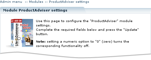  Figure 3: ProductAdviser module settings