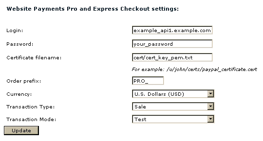  Configuring Website Payments Pro and Express Checkout