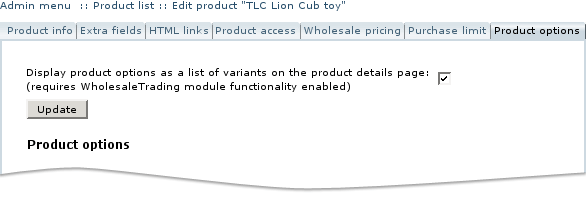  Figure 15: Enabling variant listing on the product details page