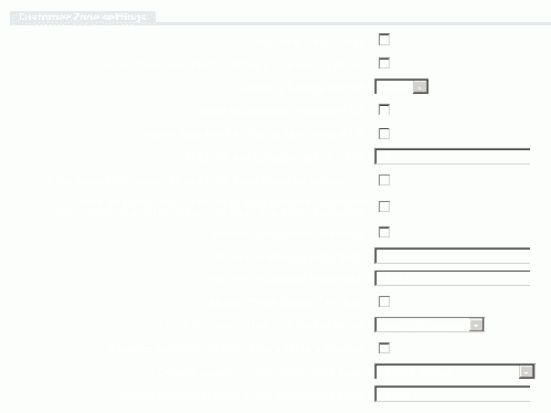 Figure 3-5: Customer Zone settings